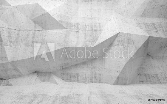 Picture of Abstract dark concrete 3d interior with polygonal pattern on the